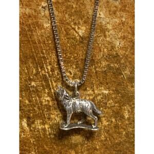 Sterling Silver Howling Wolf Charm by SWS on Sterling Silver 18 Inch Box Chain